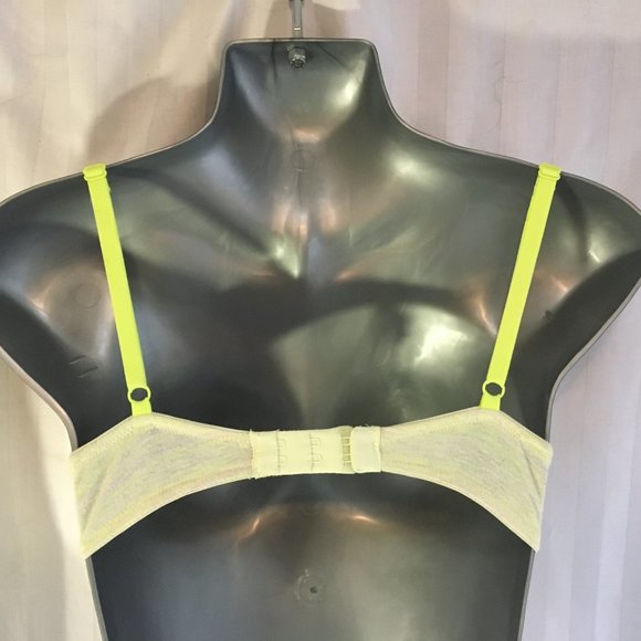 La Senza Bra Remix Size 32C Neon Green Gray Jersey Padded Push Up Plunge - Picture 8 of 13